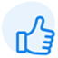 icon of thumbs up in blue