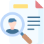 illustration of a resume with magnifing glass represents searching for job