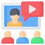 illustration of people watching online course or video